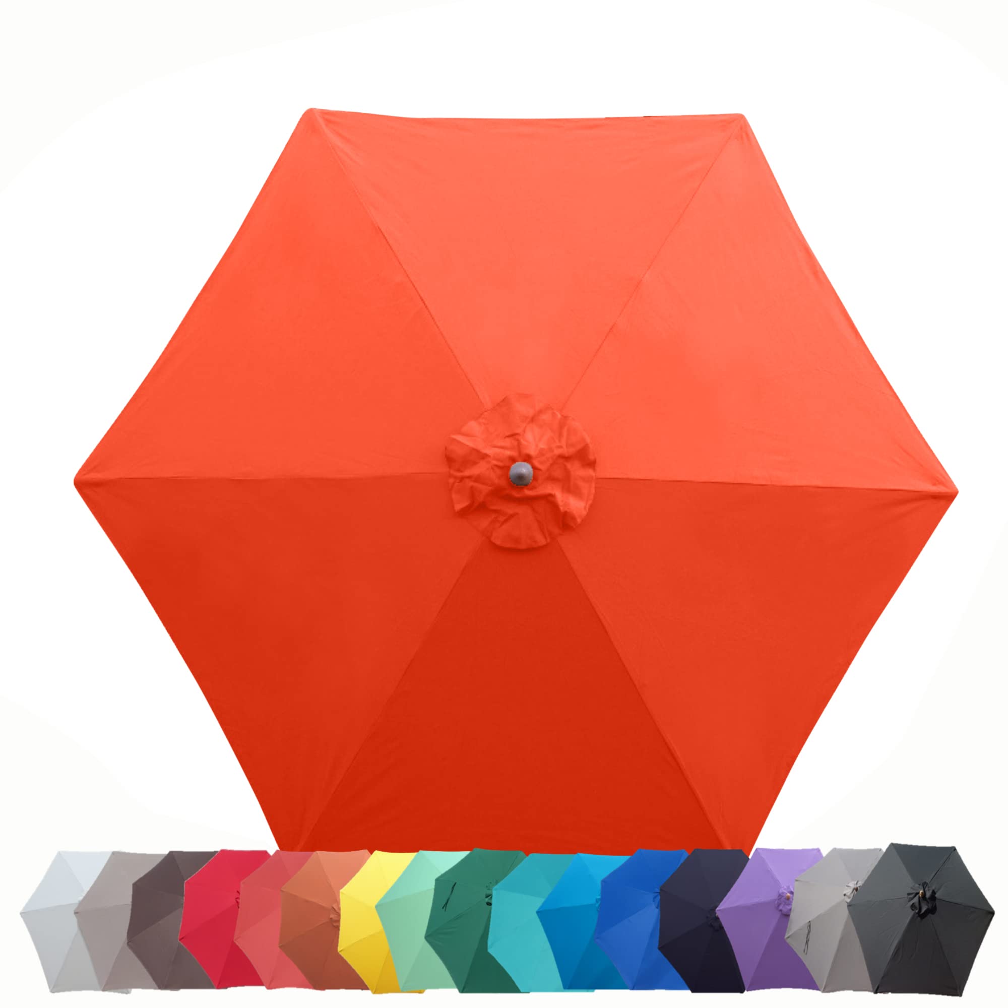 Formosa Covers 9ft Market Patio Umbrella Canopy - 6 Ribs Canopy Replacement - 300D UV Protective and Water Resistant Patio Canopy - Premium Quality Replacement Canopy Cover (Canopy Only) (Orange)