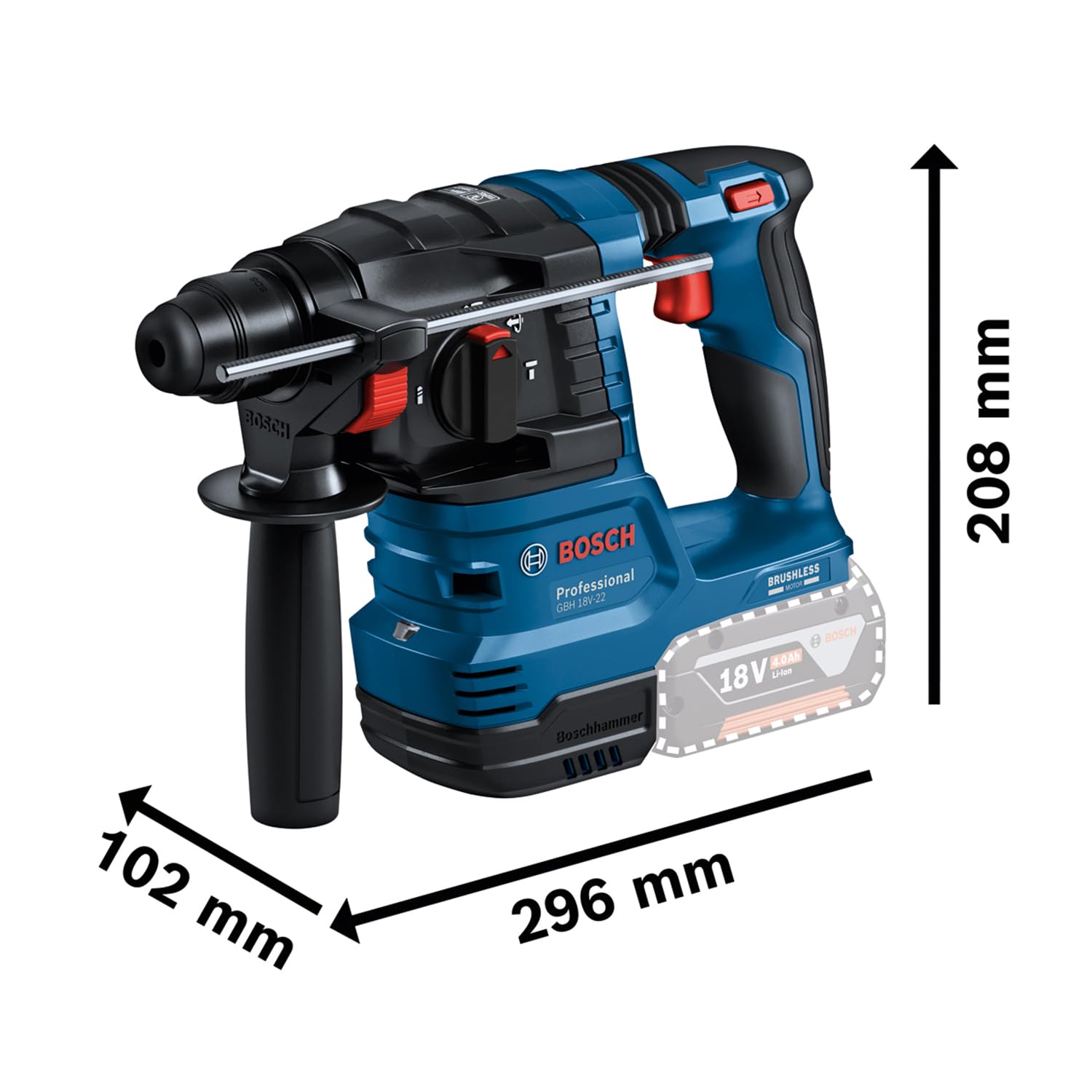 Bosch Professional 18V System Combo Kit: trapano-avvitatore con percussione GSB 18V-45 + martello perforatore GBH 18V-22 (incl. 2 batt. da 4.0Ah, caricabatteria rapido GAL 18V-40, borsello portauten.)