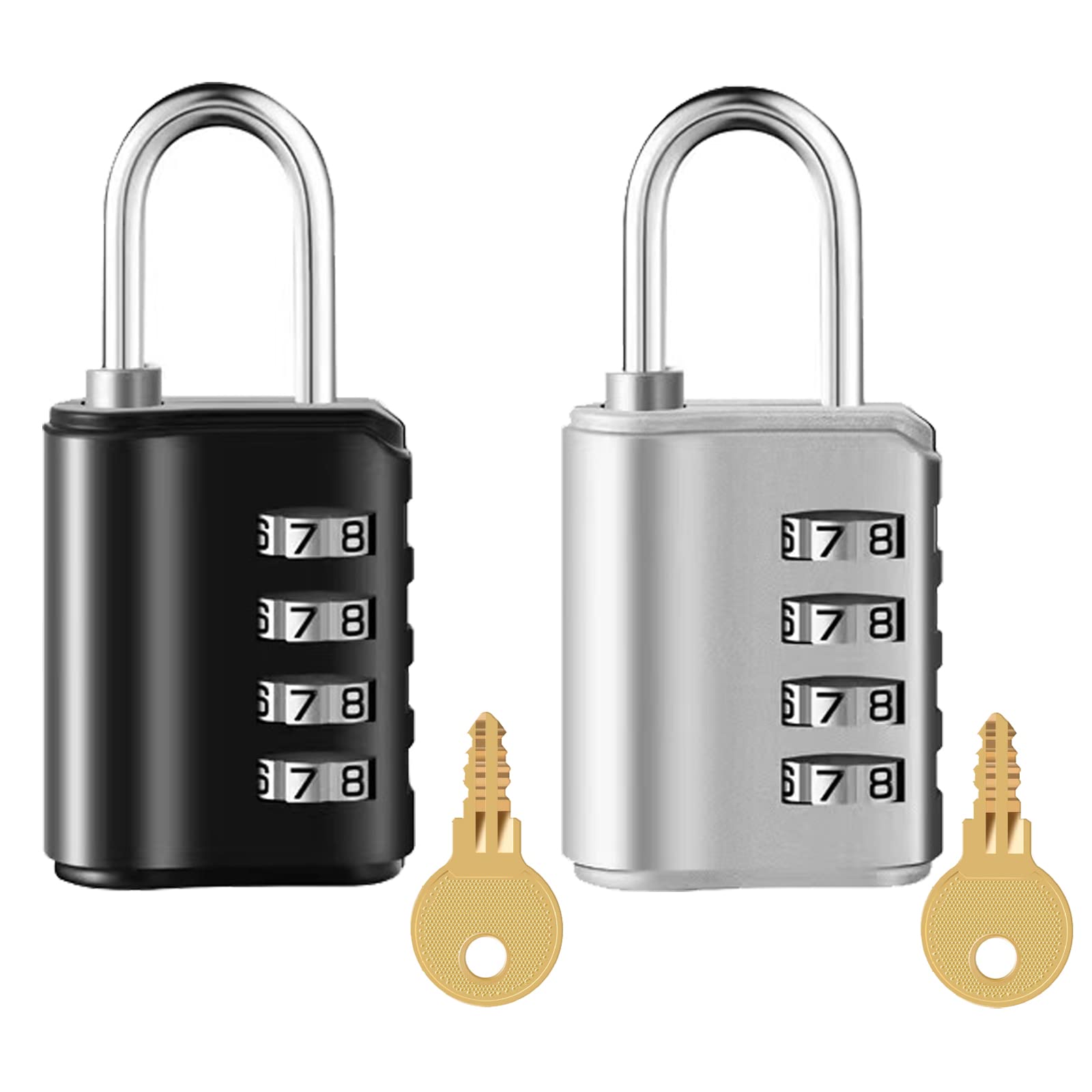 XTUFF 4 Digit Combination Lock - Solid Brass Waterproof Padlock, Keyless For Gym Lockers, Gates, Sheds