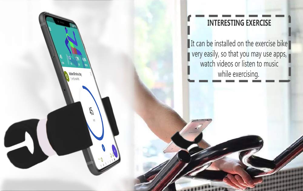 Uchwyt mobilny Uniwersalny rower treningowy do smartfonów do 7,5" Wyświetlacz Mobilny uchwyt rowerowy Spinning Eliptyczny uchwyt na telefon komórkowy uchwyt na pasek do biegania czarny