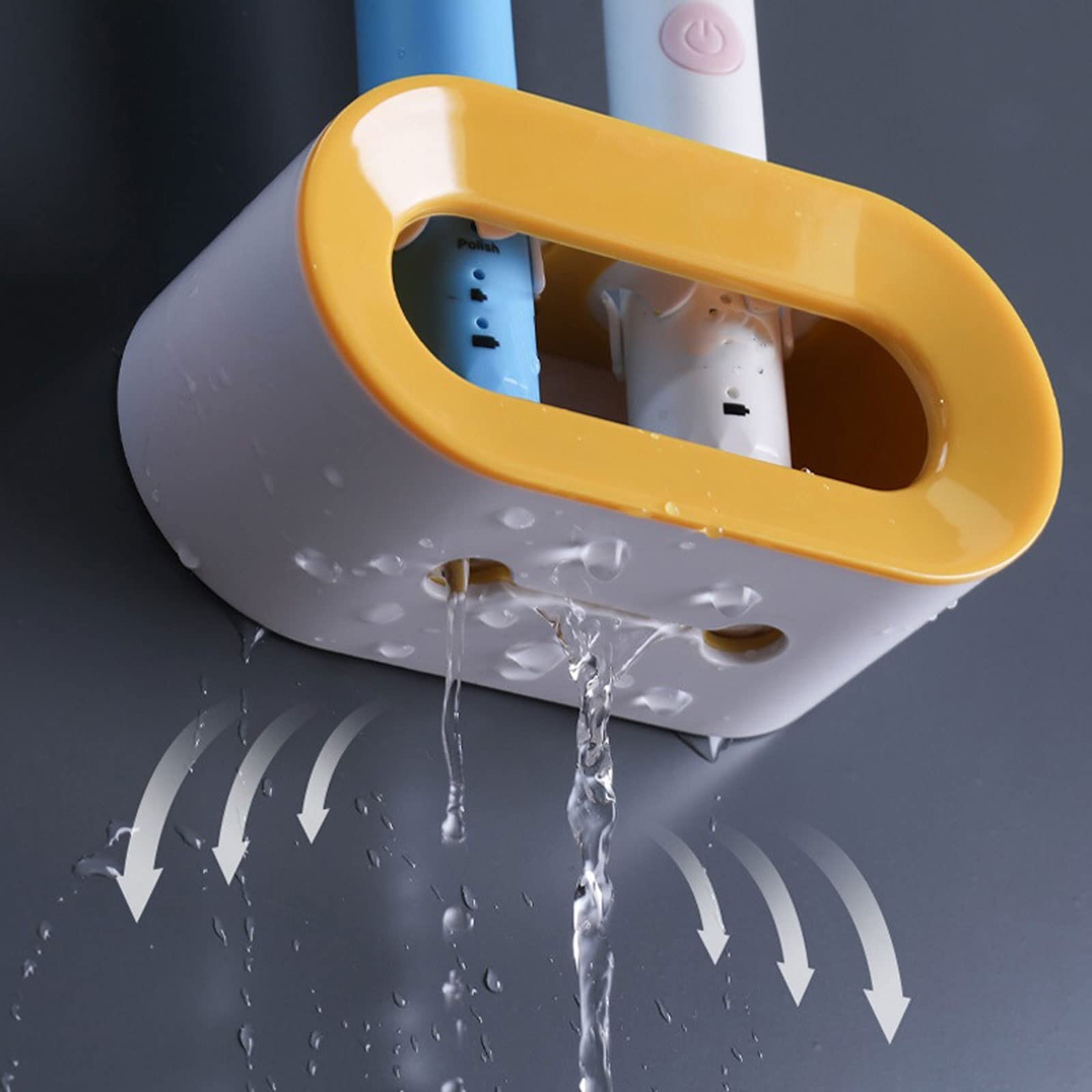 JINGYAN Porta spazzolini Double Hole Toothbrush Rack Bathroom Electric Holder Punch free Storage