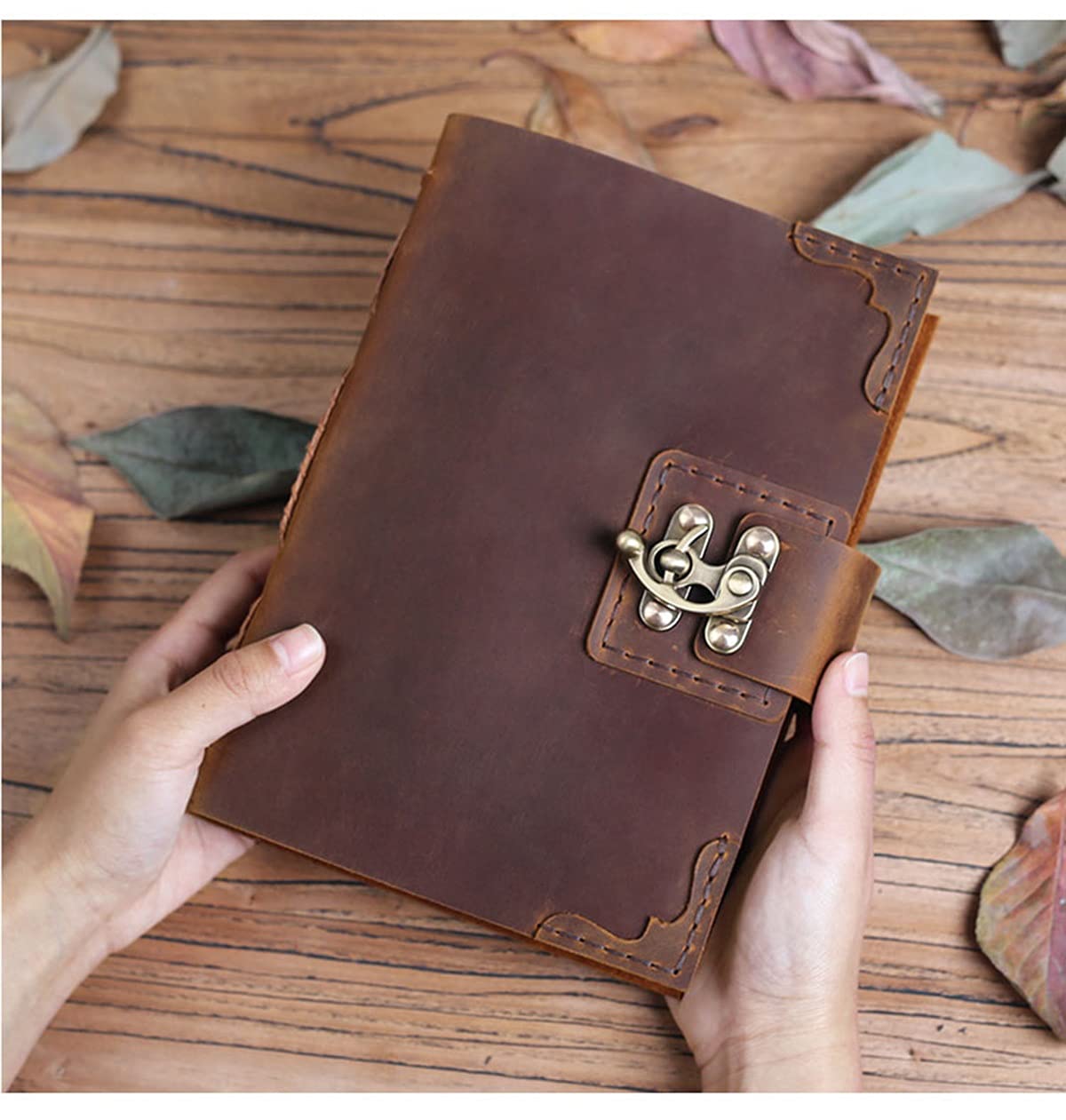 A5 Cowhide Vintage Cuaderno Hecho A Mano Notepad Viajes Diario Creativo Regalo Retro Lock Manual Diario