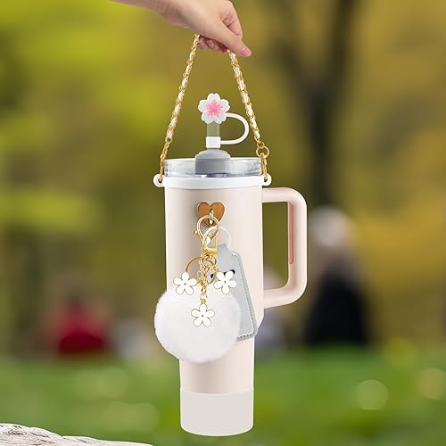 Miniatura 2 de Velaco 11 piezas de accesorios para taza Stanley, correa de asa para botella de agua Stanley de 3040 oz con asa, incluye tapas para pajitas, funda