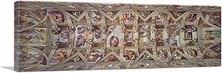 ARTCANVAS Sistine Chapel Ceiling 1512 Canvas Art Print Stretched Framed Painting Picture Poster Giclee Wall Decor by Michelangelo - 36" x 12" (0.75" Deep)