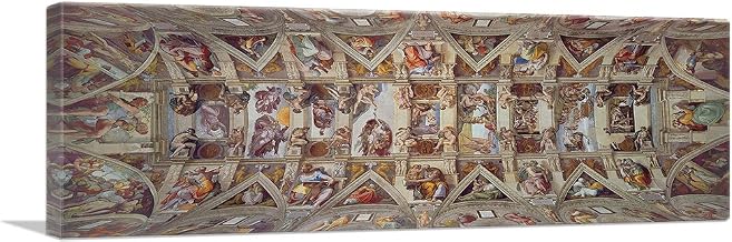 ARTCANVAS Sistine Chapel Ceiling 1512 Canvas Art Print Stretched Framed Painting Picture Poster Giclee Wall Decor by Michelangelo - 36" x 12" (0.75" Deep)