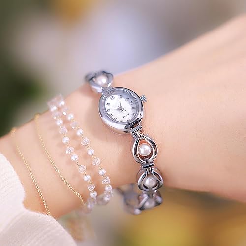 Miniatura 6 de ADSBIAOYE Elegante reloj de vestir de mujer perla reloj de moda oval dial regalo reloj impermeable para mujer