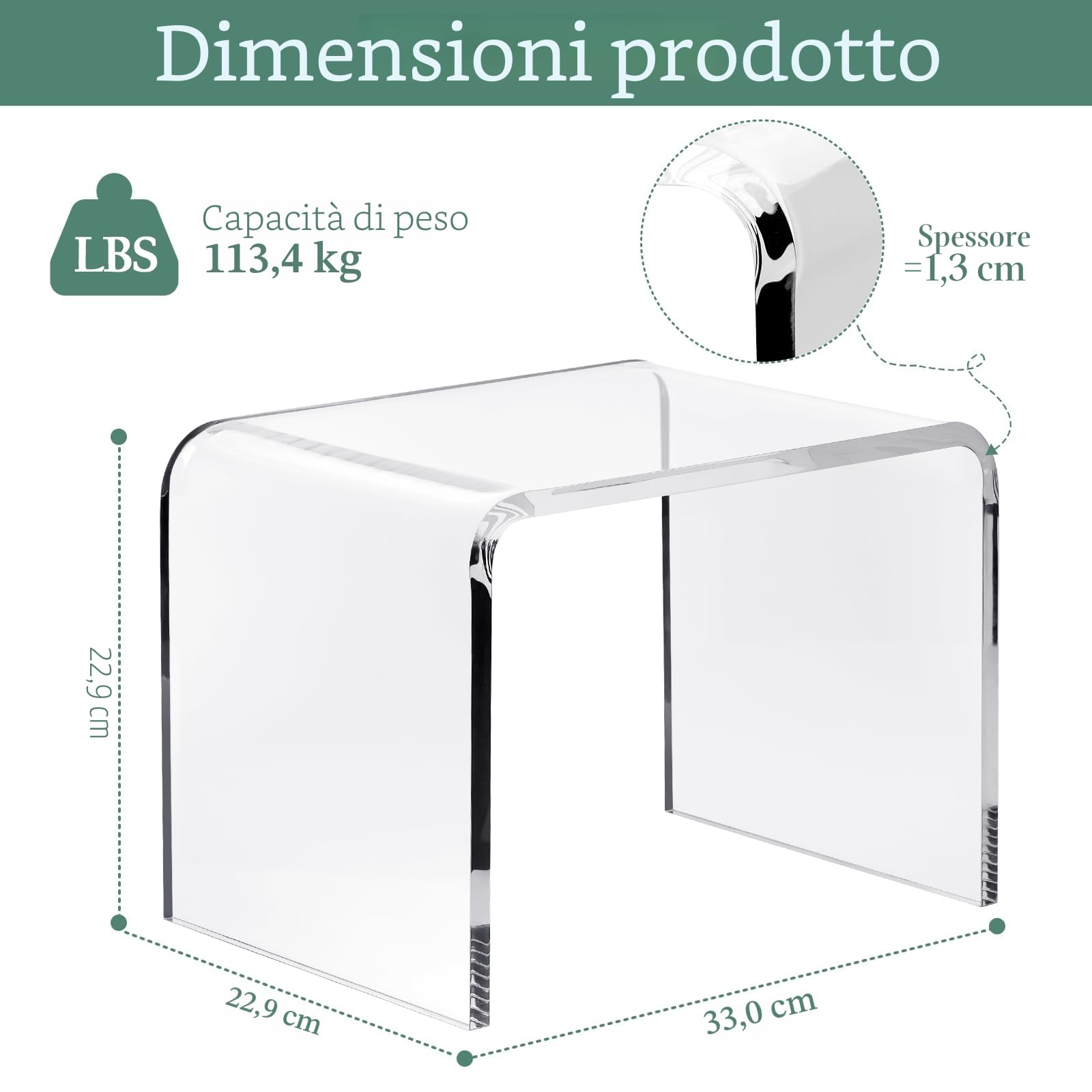 MYOYAY Sgabello doccia sedia acrilico sgabello da doccia in trasparente antiscivolo panca da doccia in Sgabello Decorativo Casa per bagno, cucina, camera da letto