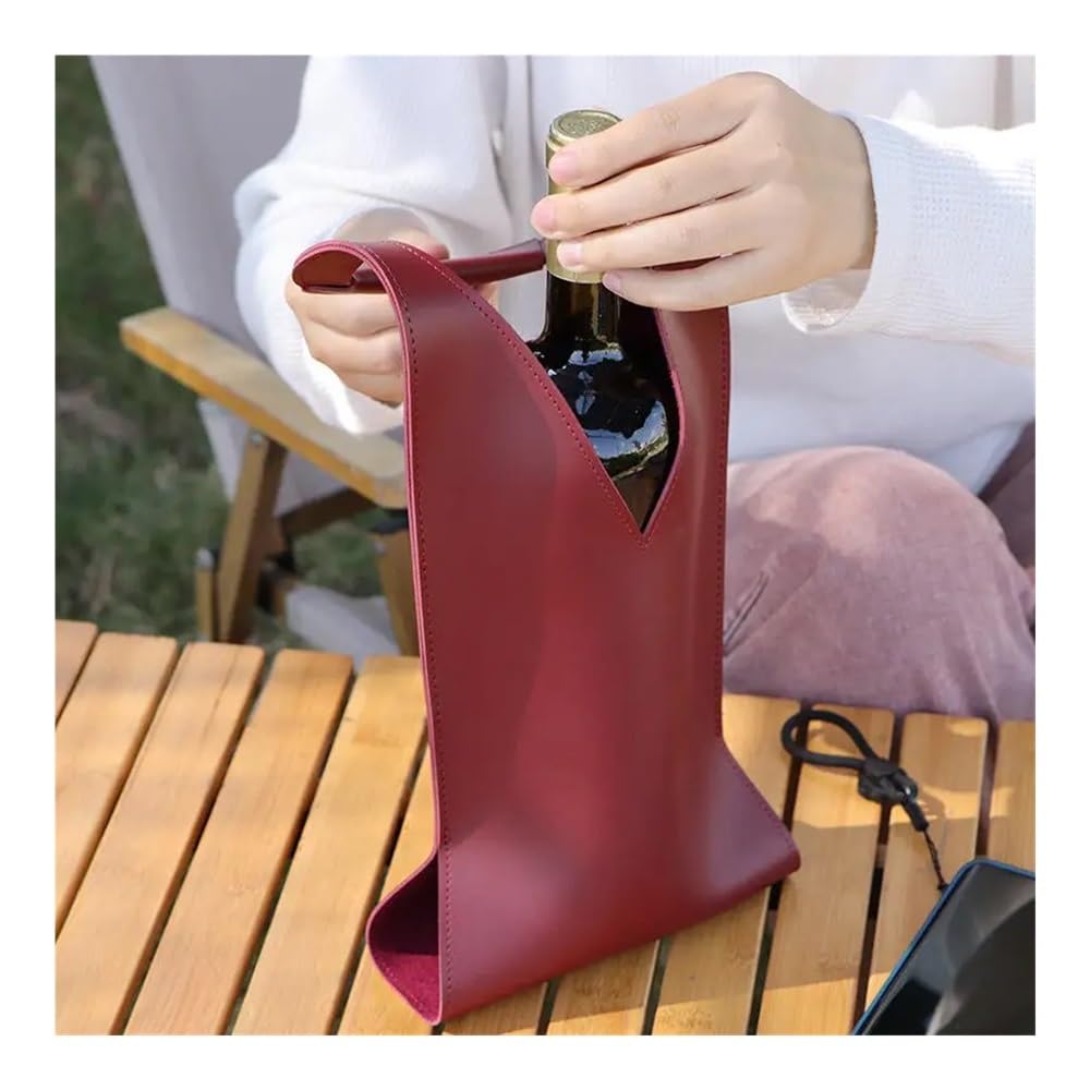 Wein-Geschenktasche, wiederverwendbar, Leder, doppellagig, für Champagner, Bier, Geschenktüten für Geburtstag, Brautpartys, Schwarz , 42x17cm