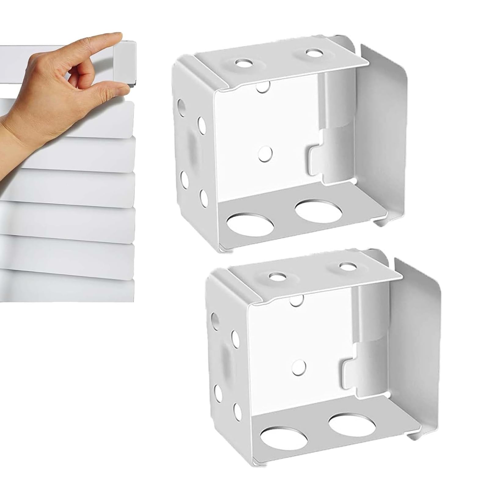 GIONAR 2PCS Venetian Blind Brackets, White Window Profile Box Mounting Brackets, Square Headrail Track Holder