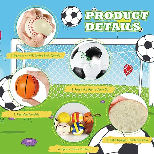 Ainiv 12 Stück Schaumstoffbälle, Stress Bälle, Mini Sportbälle, Antistressball für Schaum, Stressabbau-Ballspielzeug, Geburtstagsparty-Geschenke, Kinder und Erwachsene für Party-Verschiedene Ballstile