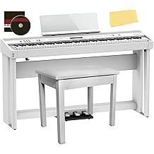 Roland FP-90X 88-Key Digital Piano - White Bundle with KSC-90 Stand, Three Pedal Unit, Bench, Online Lessons, Instructional DVD, and Austin Bazaar Polishing Cloth