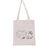Flight Attendant Gift F G-irl Reusable Canvas Tote Bag Cabin Crew Gift Airplane Attendant Shopping Handbag