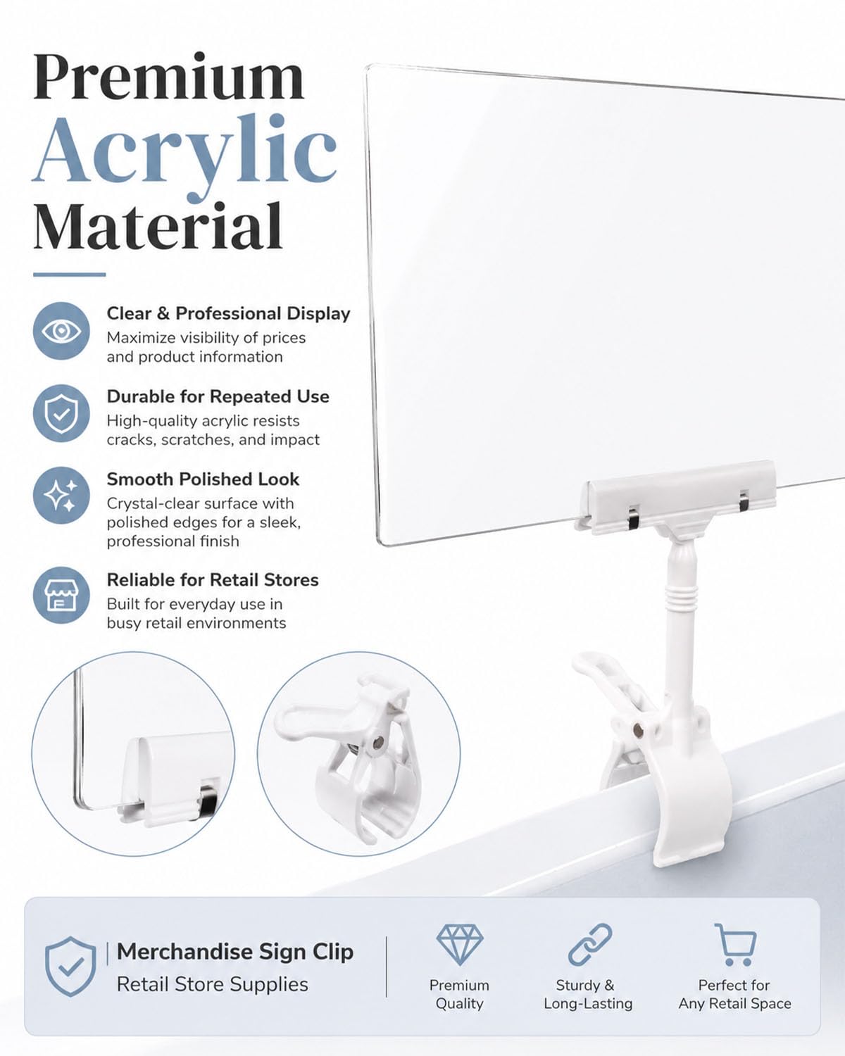 Stanchion Schilderhalter, 10 Stück, 29 x 21,6 cm, Merchandise-Schilder-Clip, Acryl-Schilderhalter, Schilder-Clips, Preisschilder für Verkäufer, Schilderhalter, Clip für Supermarkt, Geschäft,