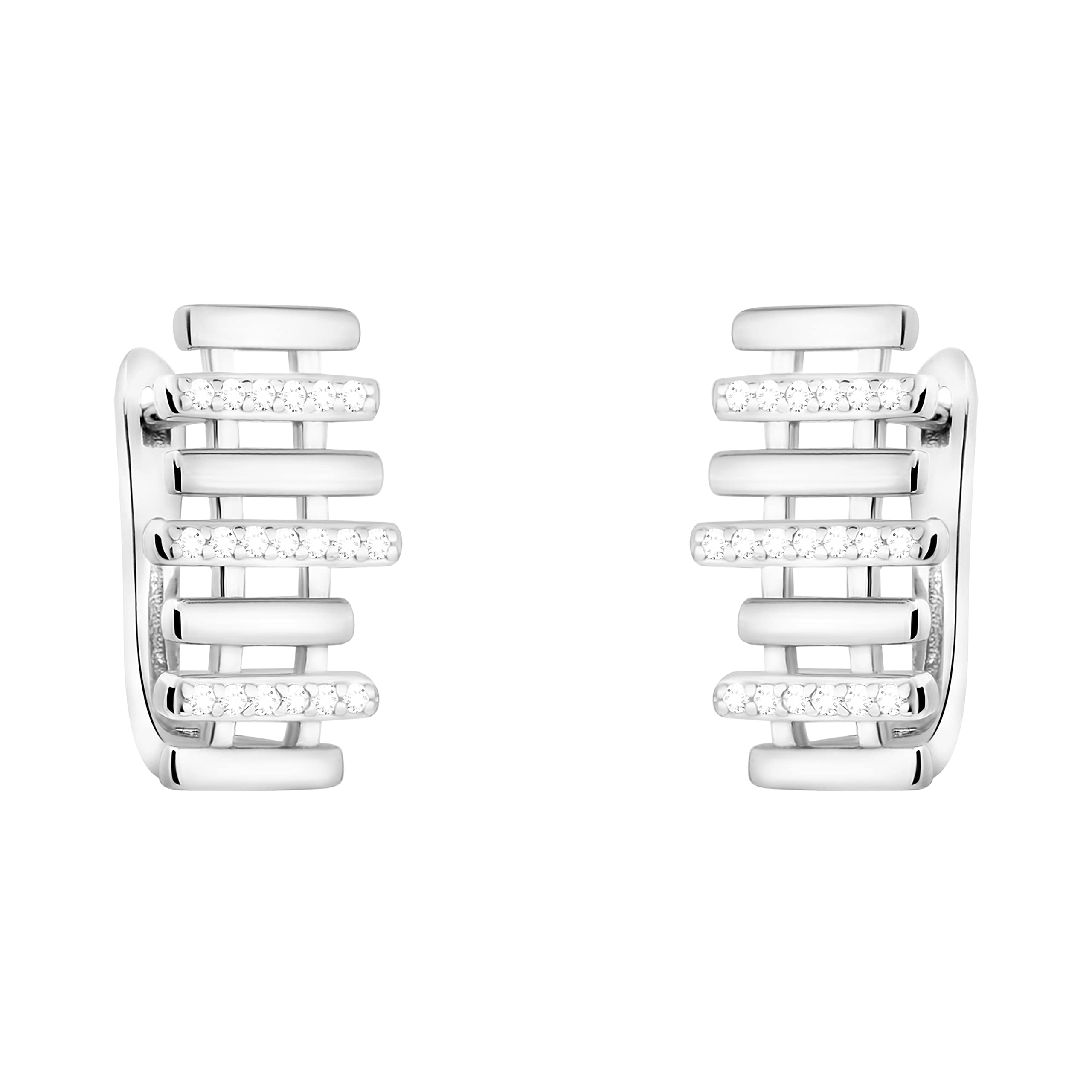 SOFIA MILANI - Damen Ohrringe 925 Silber - mit Zirkonia Steinen - Gitter Ohrstecker