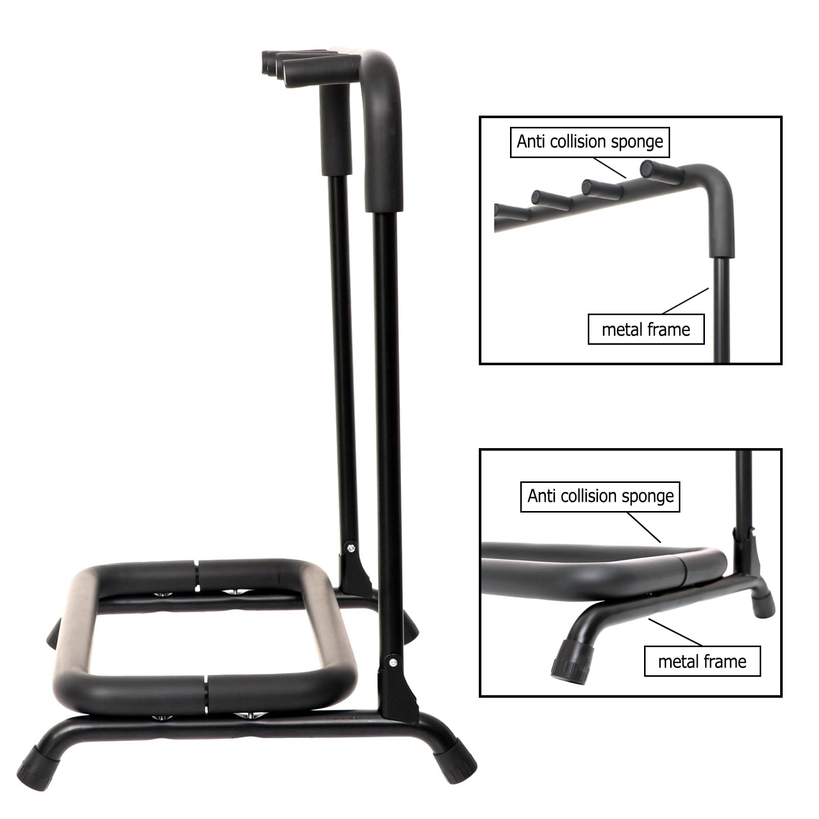 Espositore per chitarra, supporto universale per 3 chitarre, design pieghevole, stabile e durevole, facile da installare per chitarre acustiche, elettriche e bassi