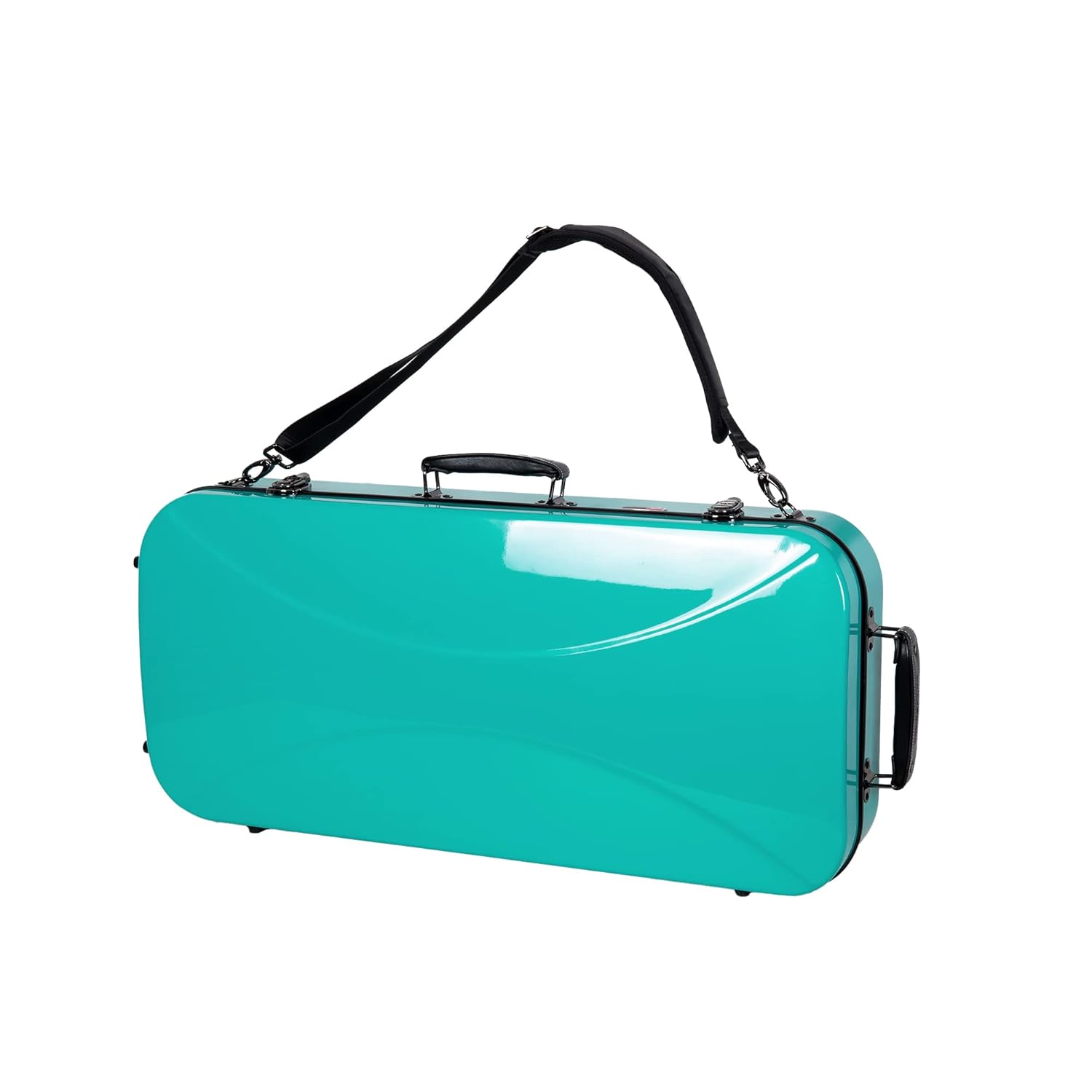 Crossrock Fiberglass Double Violin Case fits Two 4/4 Full-Size Violins | Mint Blue, Soft Velvet Interior, TSA Lock – Durable Twin Violin Travel Case (CRF2020DVMB)