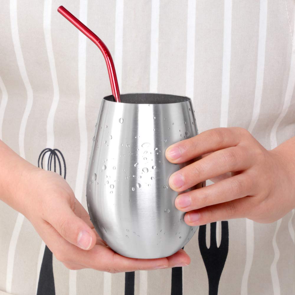 TUPMFG 17 oz Stainless Steel Stemless Wine Glasses, Outdoor Portable Wine Tumbler for The Pool Camping, Cookouts, Travel - Image 4
