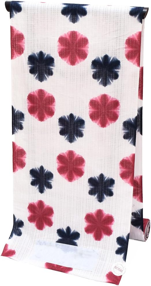 雪花絞り 浴衣 レディース 反物 藤井絞 綿麻 黒赤 メンズ 日本製 女性 雪花