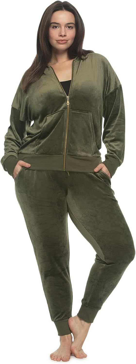 Felina - Womens Velour Zip Hoodie and Jogger Set Soft 2-Piece Tracksuit Lounge Set - Image 5