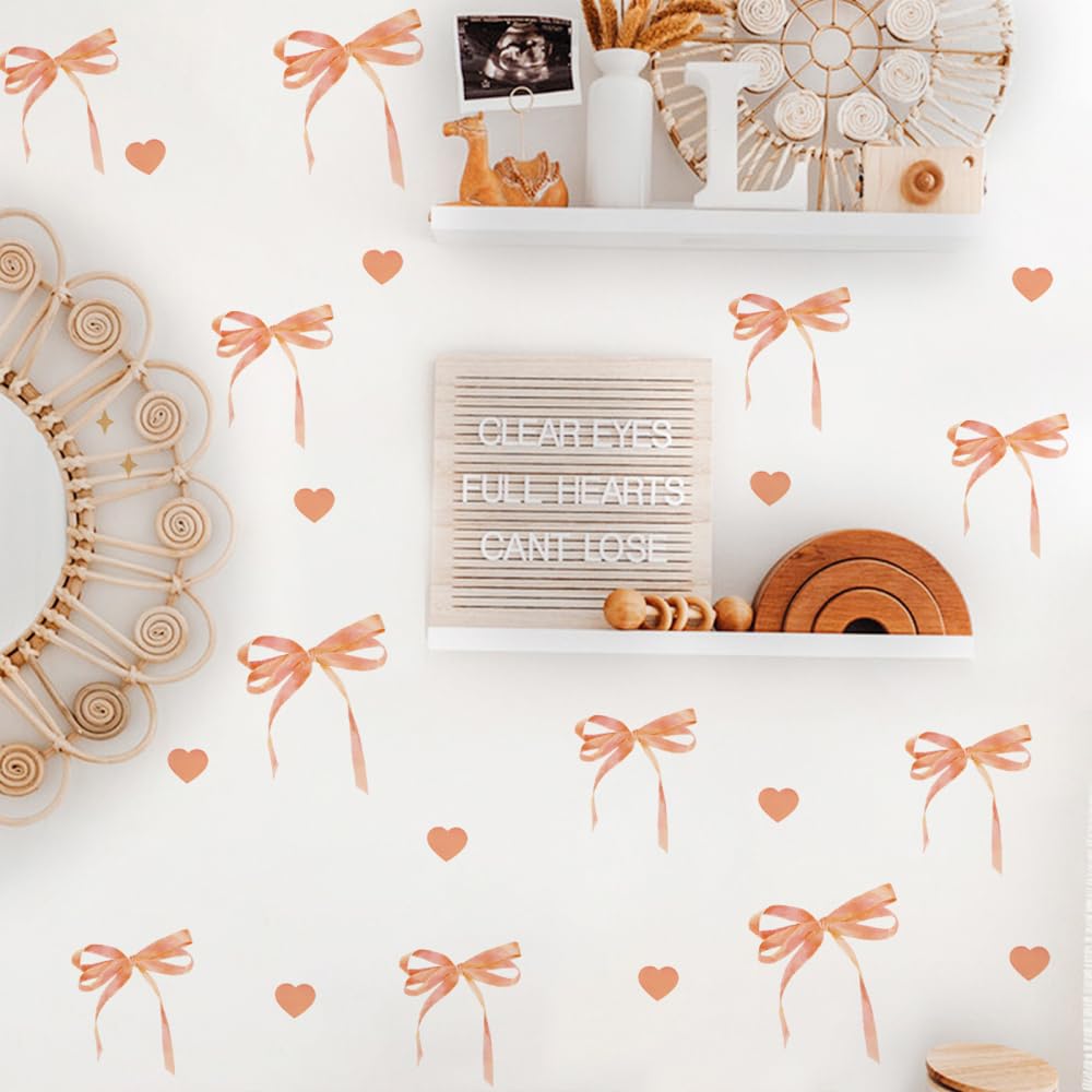 Wandaufkleber mit Schleife, 9 Blätter Süße Schleifen Wandtattoo, 20x30 cm, Wasserfeste PVC Wandsticker Tapete für Familienfeiern Hochzeiten Party-Dekoration
