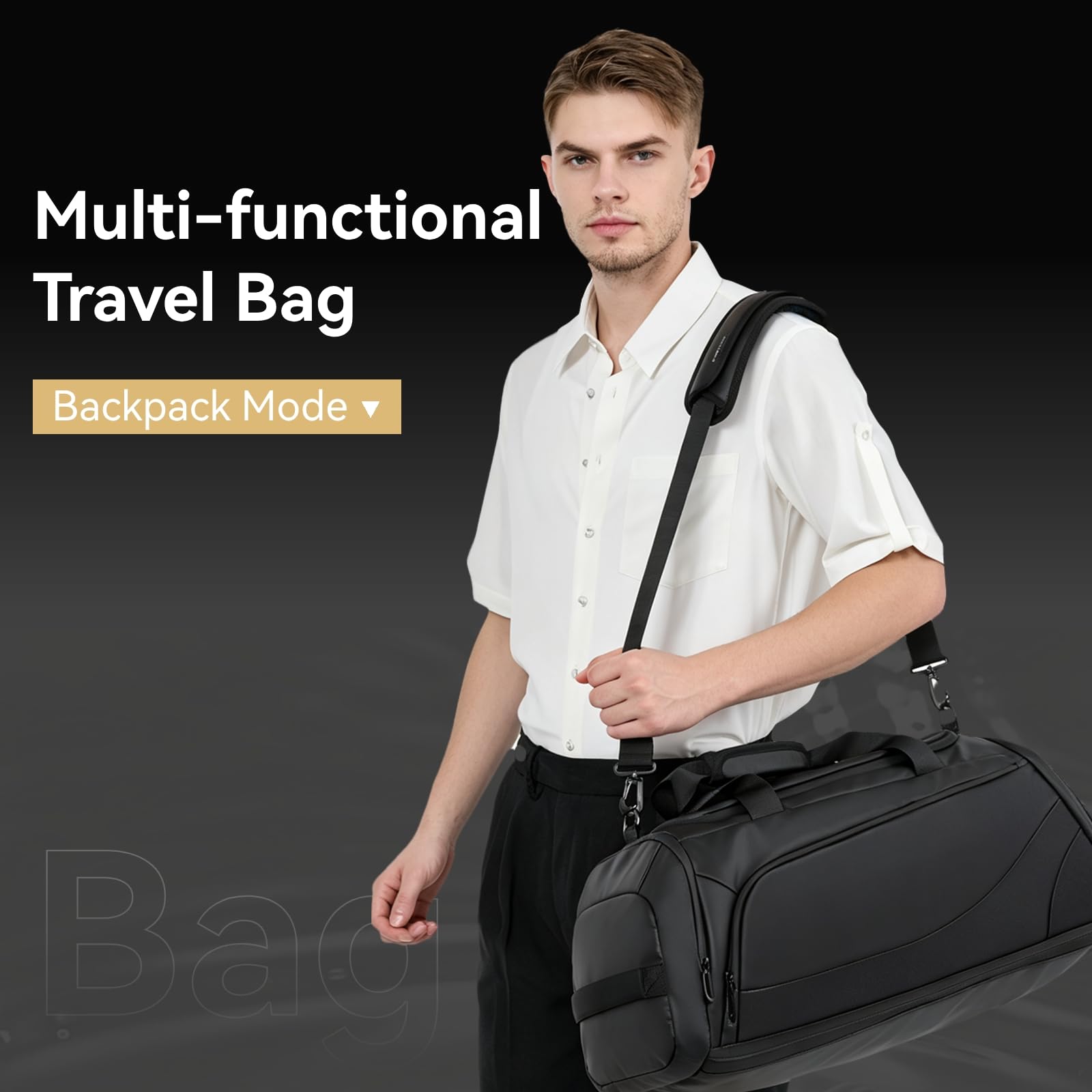 Premium Sporttasche 40L mit Schuhfach & Nassfach & Isolierschicht und Laptopfach, 3-in-1 Rucksack, Robuste & wasserdichte Duffle Bag für Weekender, Fitnessstudio, Reisen, Hochwertige Verarbeitung
