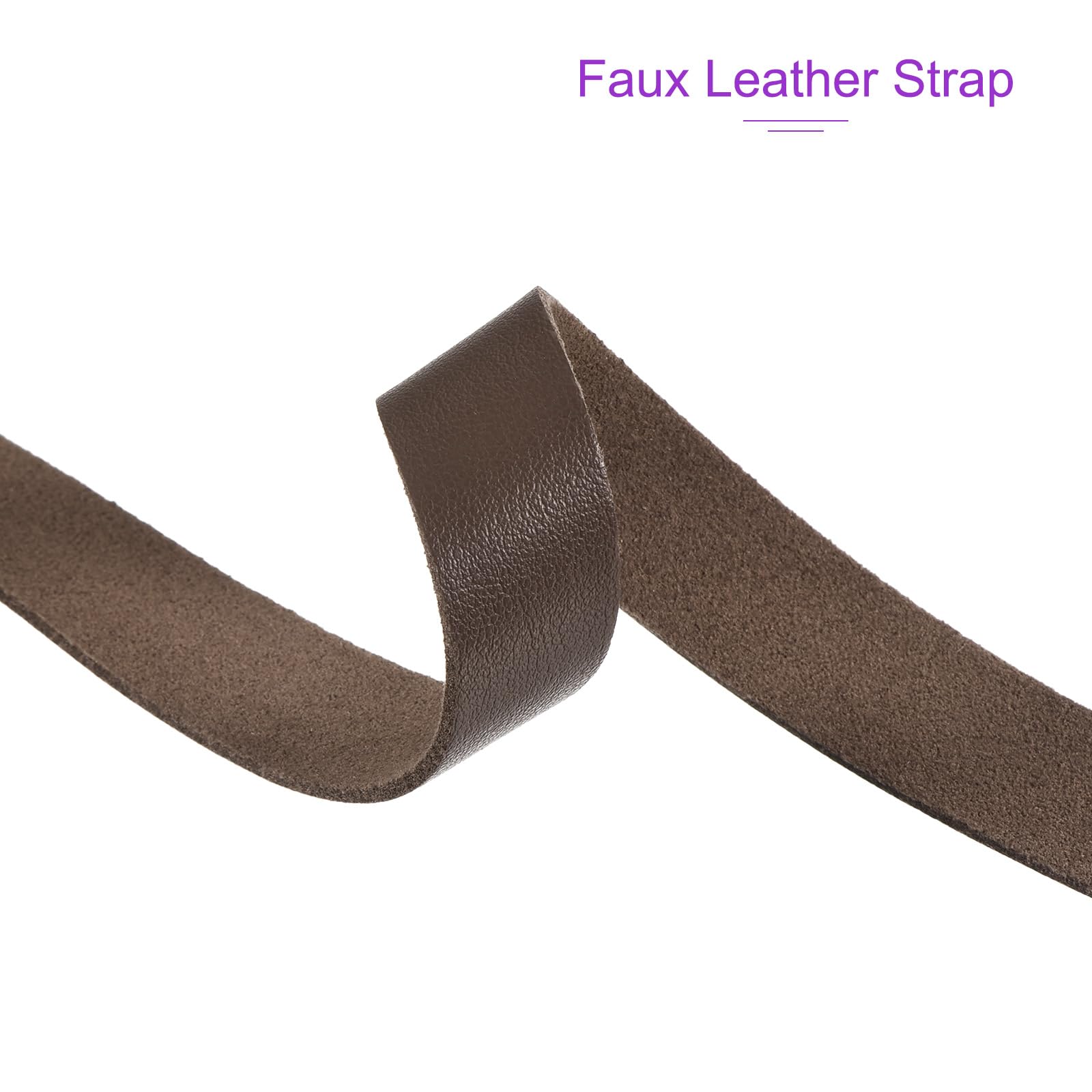 DMiotech Brown Faux Leather Strap 0.6 Inch Wide 78 Inch Long Flat Leather Belt Strip 1.3mm Thick Single Sided Cord for Arts Craft DIY Traction Ropes - Image 4