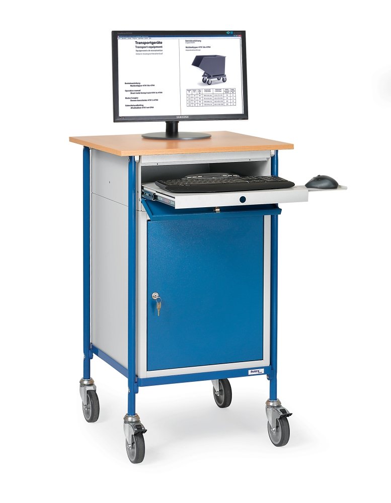 bbmb839 Bancada von Arbeit mit 1 Schrank und Schublade für PC, 125 mm Rollen Durchmesser, 650 mm Länge x 650 mm Breite x 1110 mm Höhe