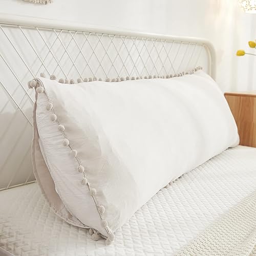 Miniatura 312 de Blue Body Pillow Cover Shabby Chic Long Pillow Case Cover Navy Blue Pom Poms Fringe Body Pillow case with Pocket Closure 20x54 inches(Body,Navy Blue)