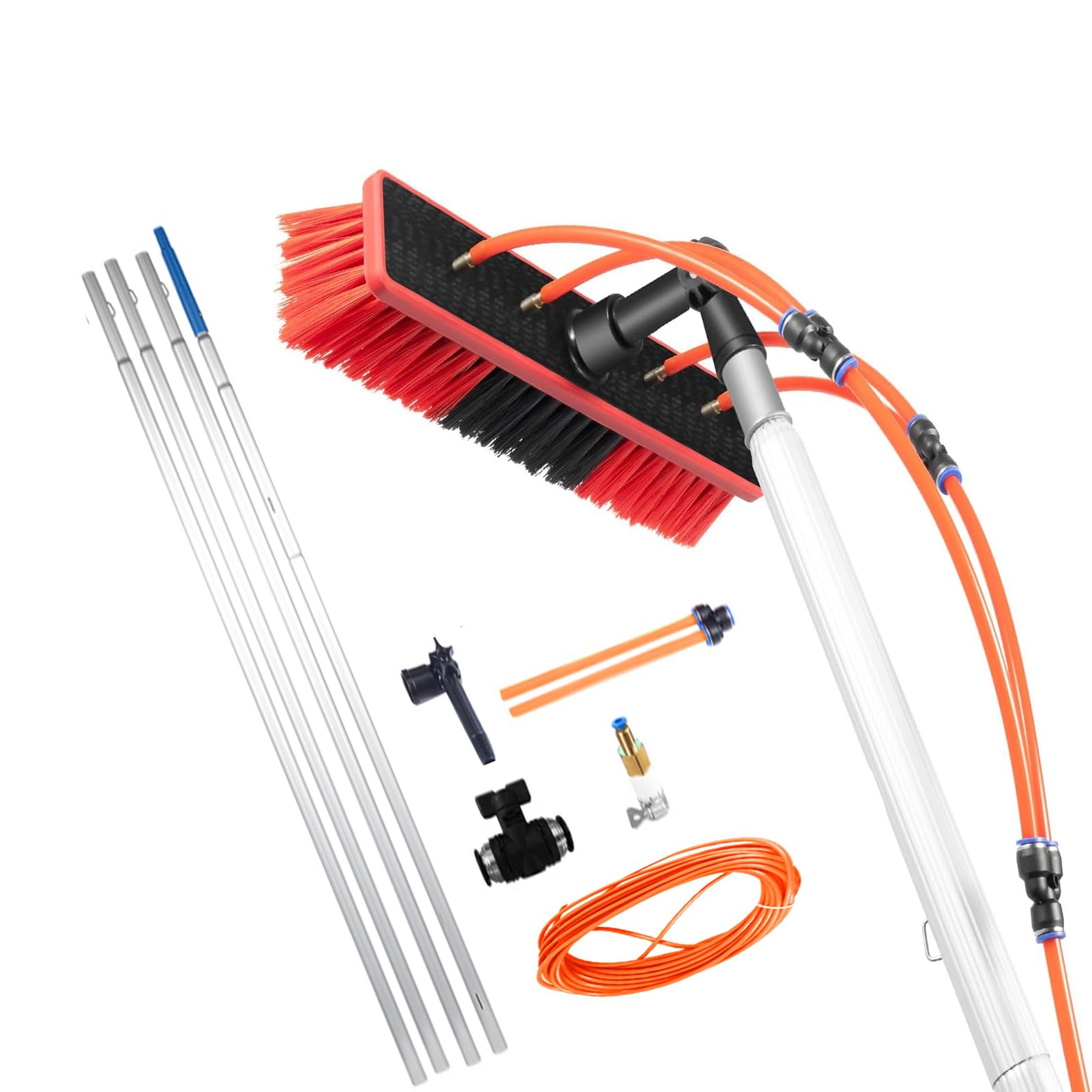 BHFLJSAQ Telescopic Window Cleaning Pole with Water Fed Brush - 4m Extendable Cleaner for Conservatory Roofs, Photovoltaic Panels, Trucks & Roof Cleaning Tools