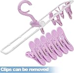 6 Paquet de vêtements de séchage avec 12 Clips, Petit pliable Portable Suspension Sac à Séchoir Sous-vêtements, Sac à Suspendre pliant Drip, 360° Crochet rotatif pour les serviettes de sèche-cheveux Bras Gants