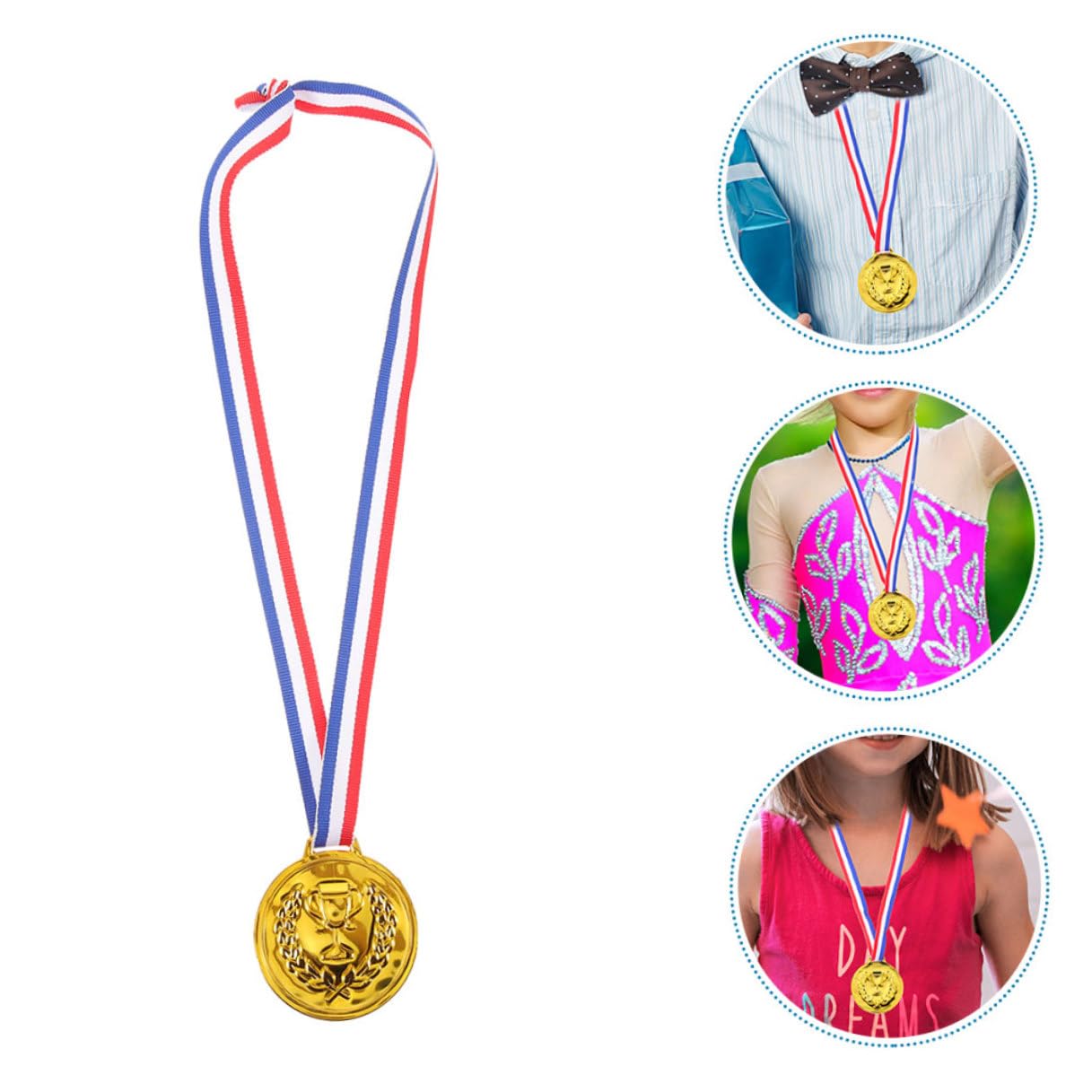 Alipis 50 Medallas Deportivas Metálicas Doradas para Medallas de Reconocimiento con Cinta para Cuello Ideales para Competiciones Deportivas Fiestas y Premiaciones Infantiles