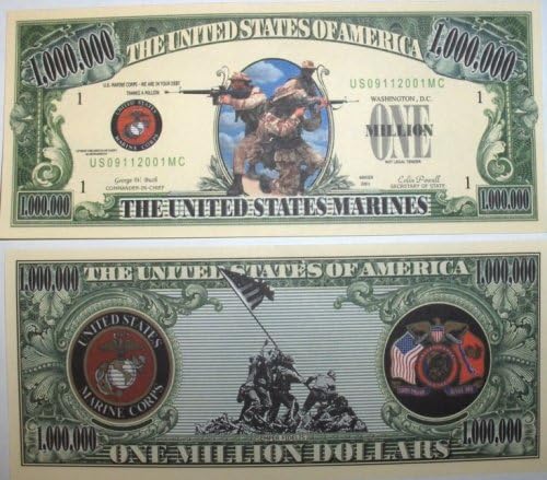 Set of 10 Bills-US Marines Million Dollar Bill