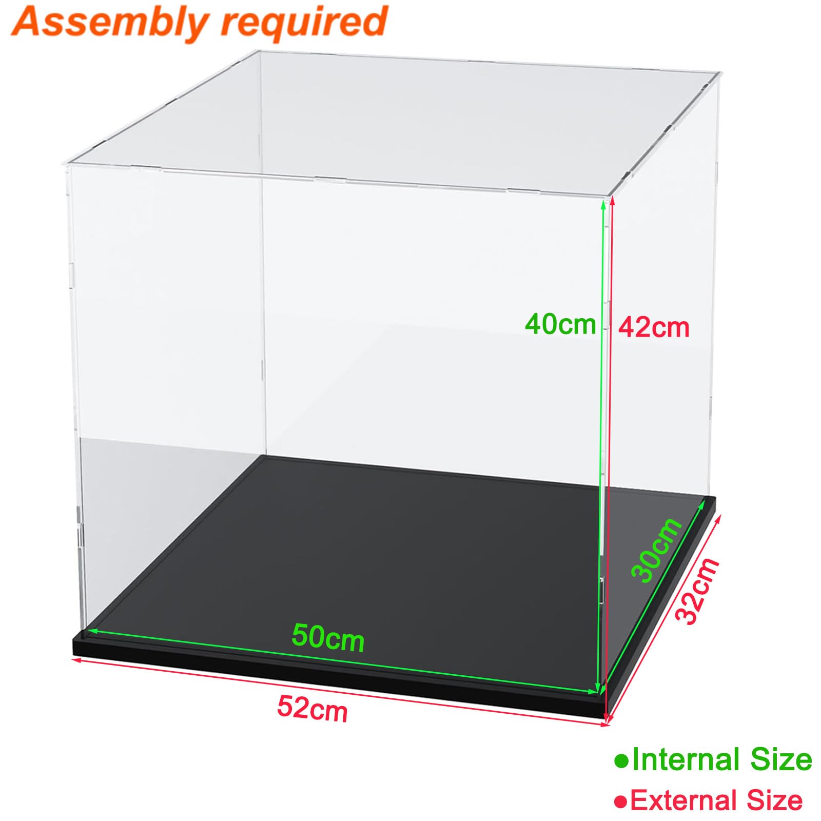 Vitrina Expositora Acrílica para Colecciones para Lego Barco Pirata Going Merry 75639 para 21061 Notre Dame París 21063 60419, Vitrina Metacrilato Transparente Expositor, Interior Negro 50x30x40cm