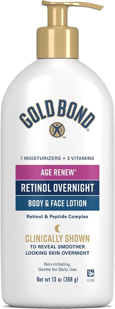 Gold Bond Age Renew Retinol Overnight Body & Face Lotion, With Retinol & Peptide Complex, 13 oz.