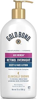 Gold Bond Age Renew Retinol Overnight Body & Face Lotion with Peptide Complex - 13 oz Anti-Aging Moisturizer