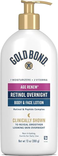 Gold Bond Age Renew Retinol Overnight Body & Face Lotion, With Retinol & Peptide Complex, 13 oz.
