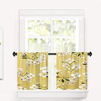 Vista 746 de Cenefas de cocina modernas con patrón de cobre marrón dorado para ventanas, cenefas opacas abstractas de marcas de arañazos y cortinas opacas