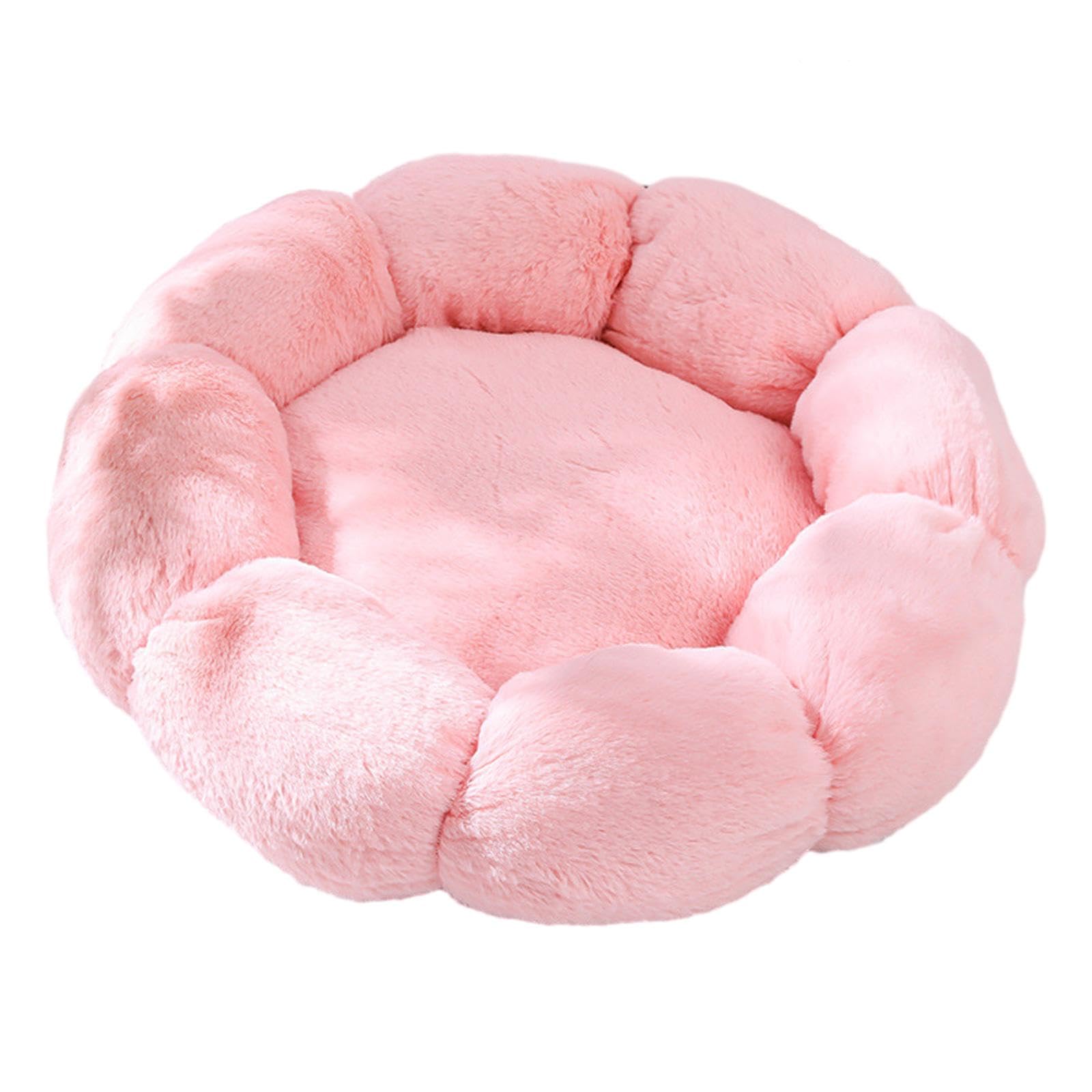 Cama Redonda para Mascotas Esterilla Térmica Antideslizante Manta Caliente Material Autocalentable Y Suave Adecuada para Gatos Perros Interiores, Rosa 60cm