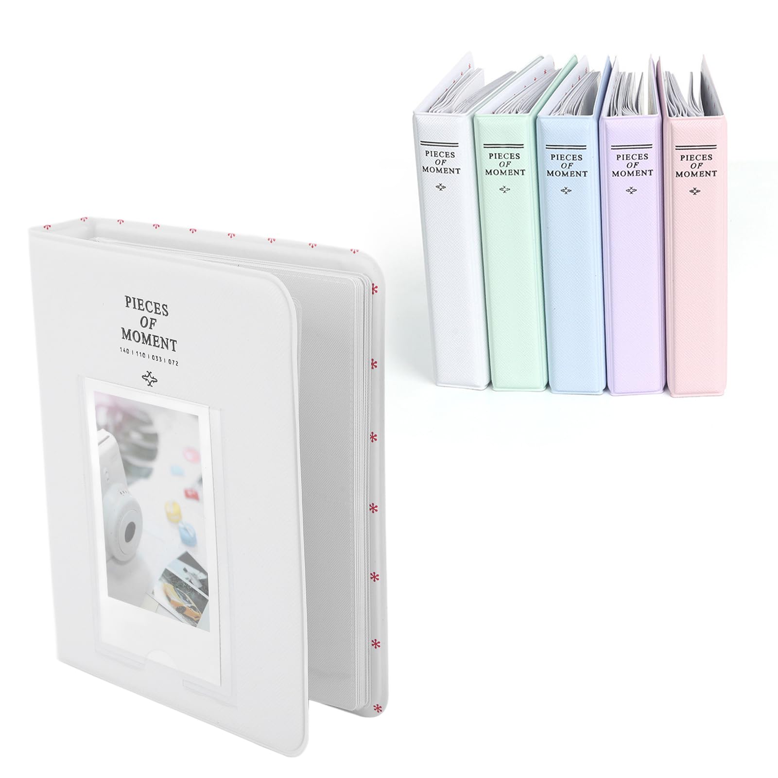 Album Fotograficzny, 64 Kieszenie PU Leather Card Binder Album Fotograficzny, Przenośny 3 w Albumie Fotograficznym Kompatybilny z Mini 12 11 9, DIY Okładka Włóż kieszeń (Biały)
