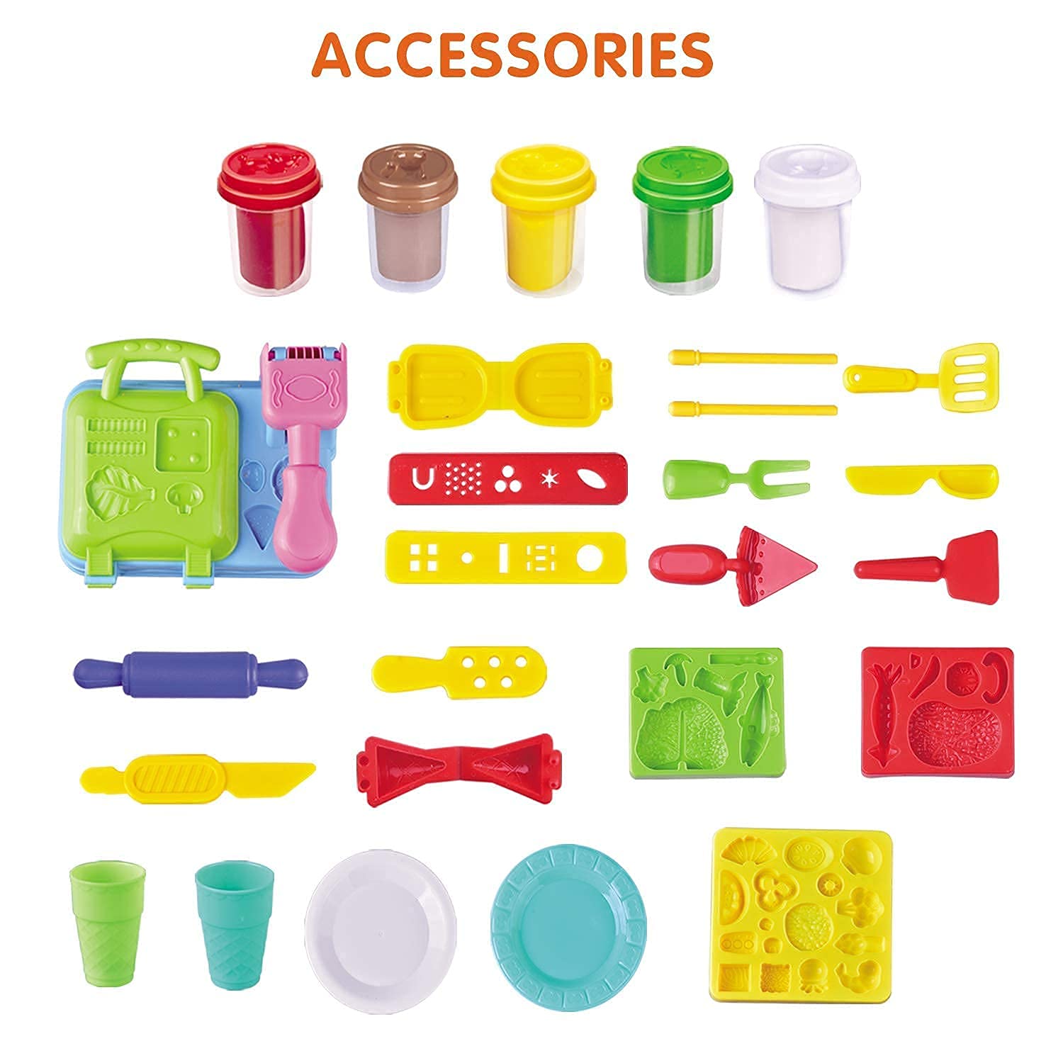 HASAYAQI Playdough Kitchen Creations Set Breakfast Burger and Pasta