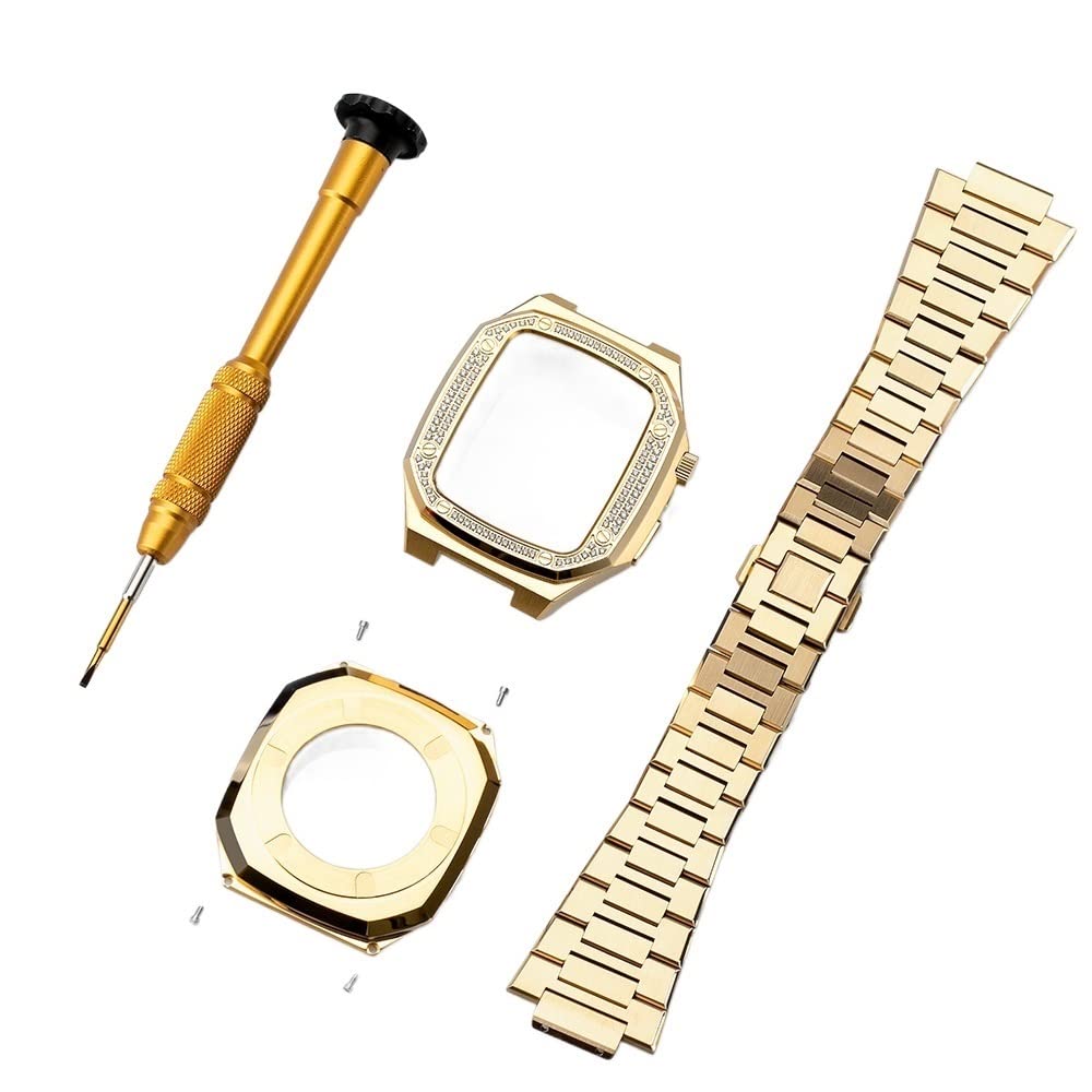 Bracelet iWatch acier inoxydable ajustable avec coque de protection 44mm