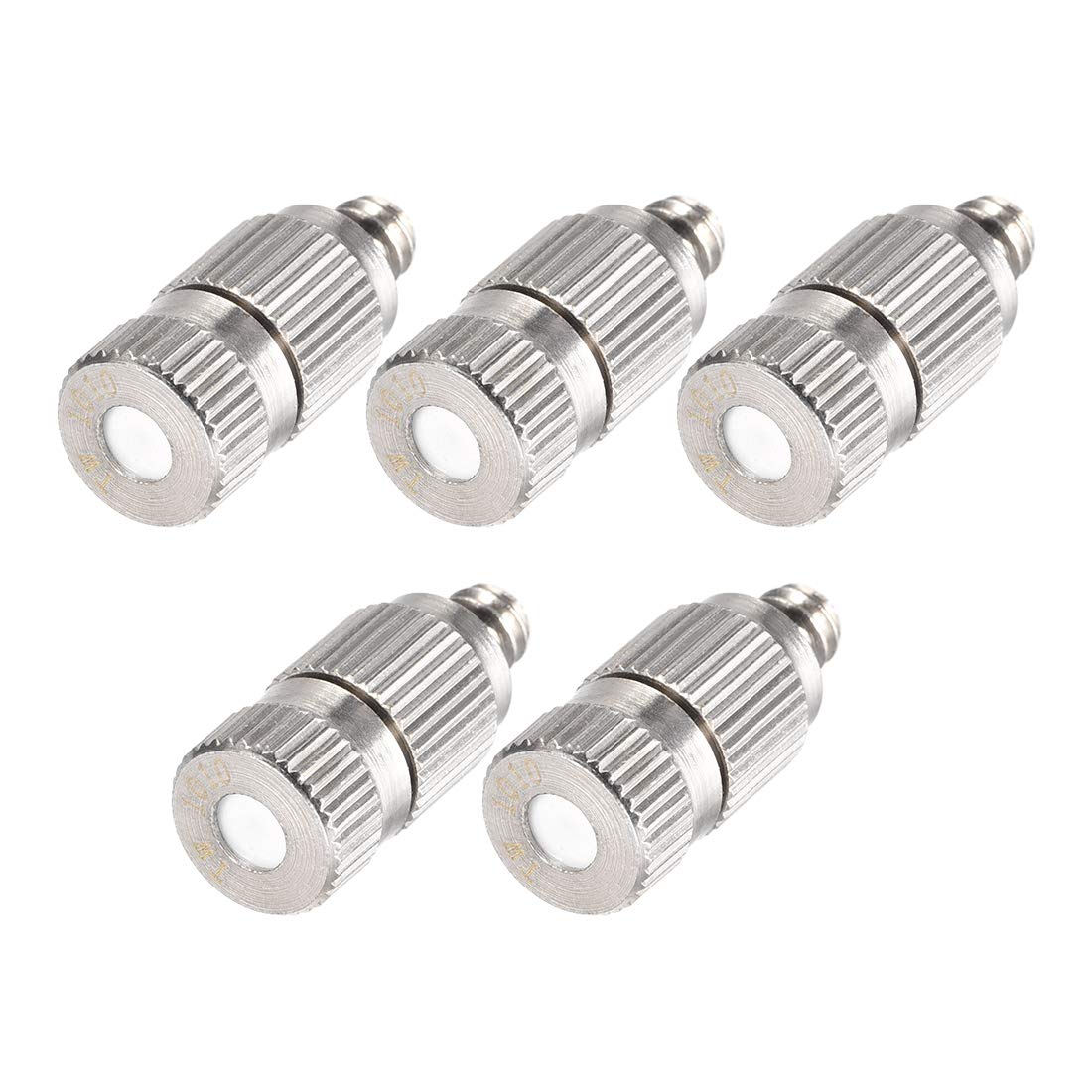 SOHNVWTGD Brass Misting Nozzle 3/16inch Threaded 0.1mm Orifice Dia Fogging Spray Head for Outdoor Cooling System 5 Pcs Silver Tone