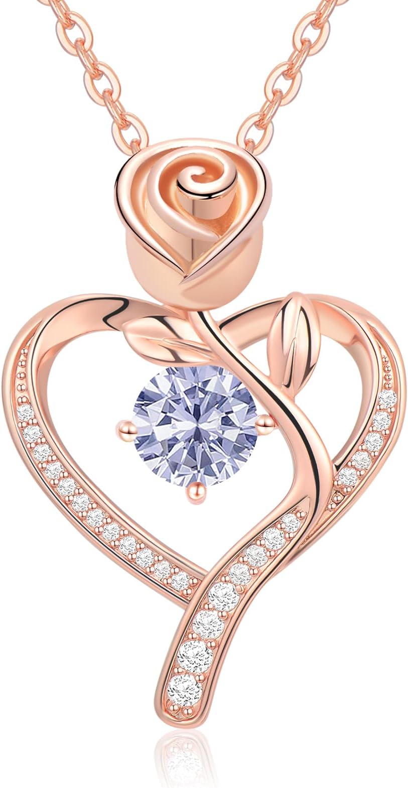 MeeshiGifts for Women Anniversary, 18K Rose Gold Plated Rose Heart Necklaces for Women, Jewelry Gift for Wife Girlfriend Anniversary Birthday Valentines Mothers Day Gifts for Mom Daughter Christmas