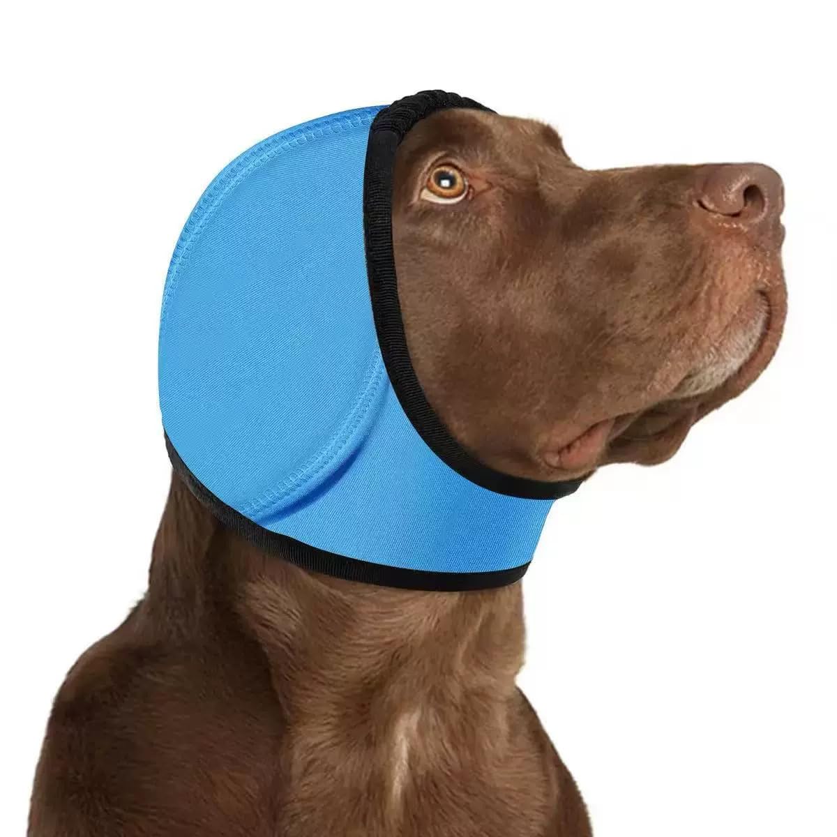 Dog Ear Defenders for Noise Protection – Comfort-Fit Dog Noise Cancelling Ear Wrap, Waterproof Muffs for Thunder, Fireworks, Grooming & Swimming (Blue,S)