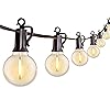 Brightown Outdoor String Lights 29 Feet G40 LED Patio Lights, Plug-in, 13 Plastic Edison Bulbs(1 Spare), Waterproof Connectable Hanging Light for Backyard Porch Balcony Party Decor, E12 Base, Black