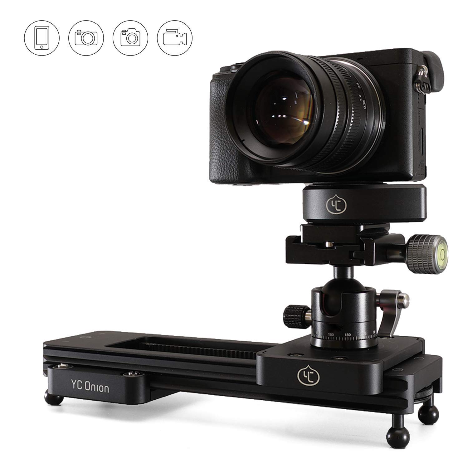 Mini Rail Curseur Glissière Portable pour Caméra 9 "/ 23cm Amortissement Hydraulique pour DSLR Caméra Vidéo Vlog Téléphone GoPro - par YC Onion