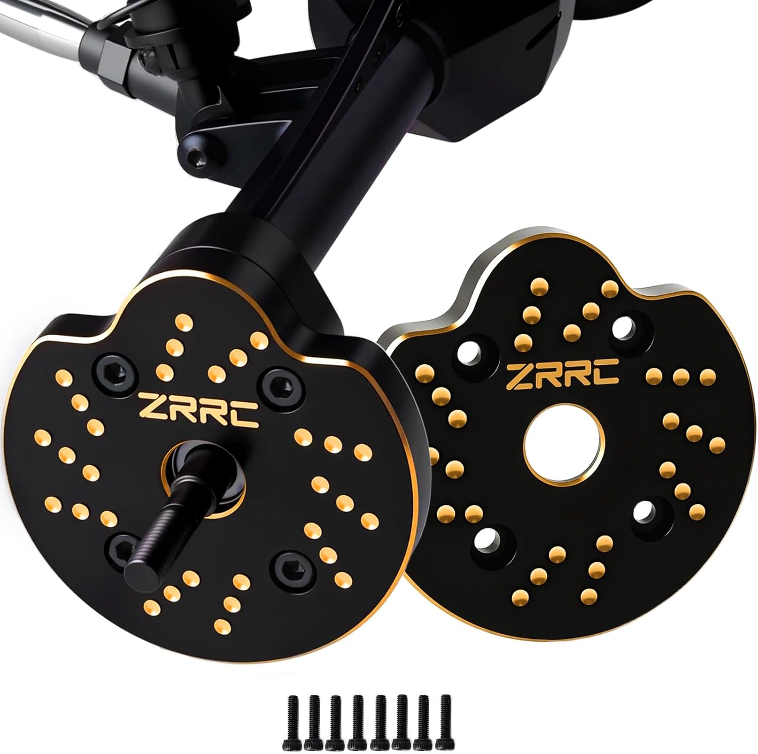 Brass Portal Weights Covers Steering Knuckle Caps Housing Counterweight for Axial SCX10 III AXI03007 & Capra 1.9 UTB AXI03004 1/10 RC Rock Crawler (Black Gold)