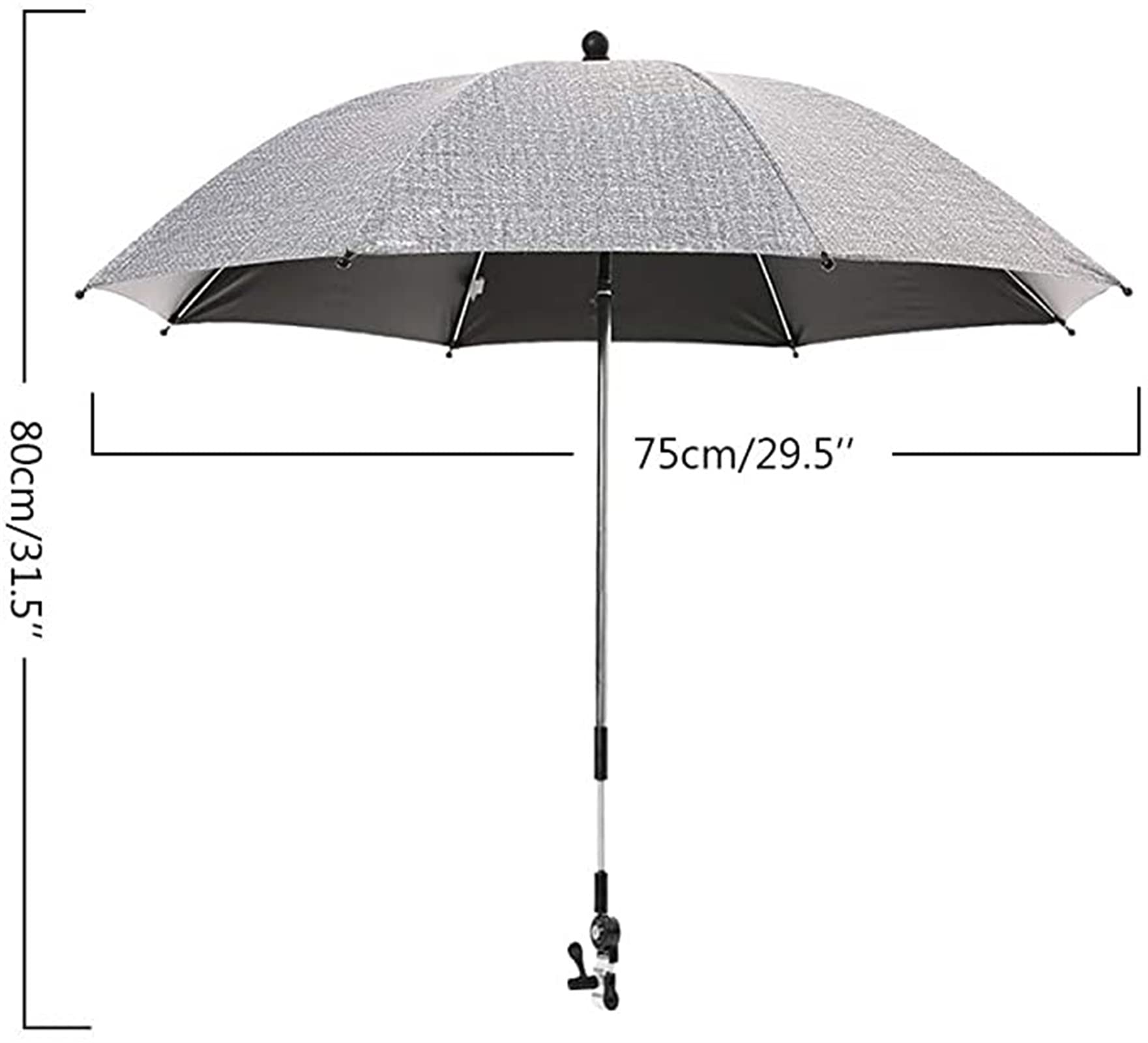 Uniwersalna Osłona Przeciwsłoneczna Parasola Dla Wózków Dziecięcych - Ochrona Przed Promieniowaniem UV Parasol 75 Cm Regulacja 360 ° Do Wózka Z Parasolem Okrągłym Lub Owalnym Elastyczny Parasol (Colo