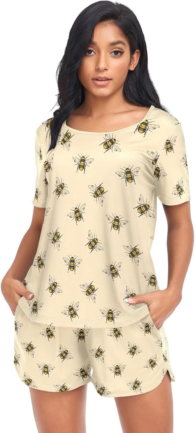 Laprad Women's Pajama Set Soft Short Sleeve 2 Piece Lounge Sleepwear Pjs Sets with Pockets - Image 2