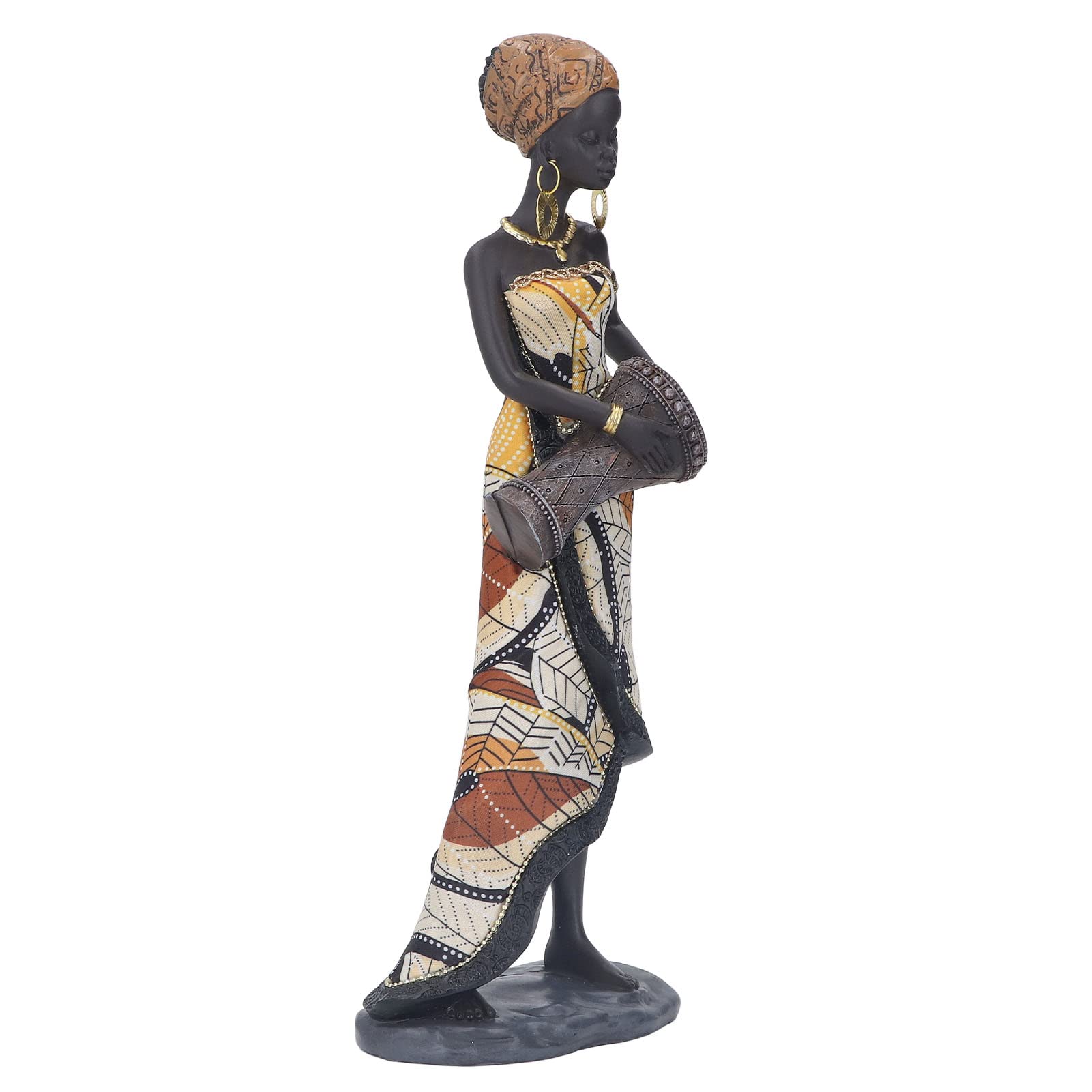 Estatua africana, estatua de mujer africana, vitalidad artística, aspecto realista para oficina, estante, mesa